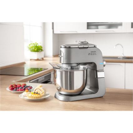 Sencor - Multifunktionell köksmaskin med rostfri skål 1500W/230V matt krom