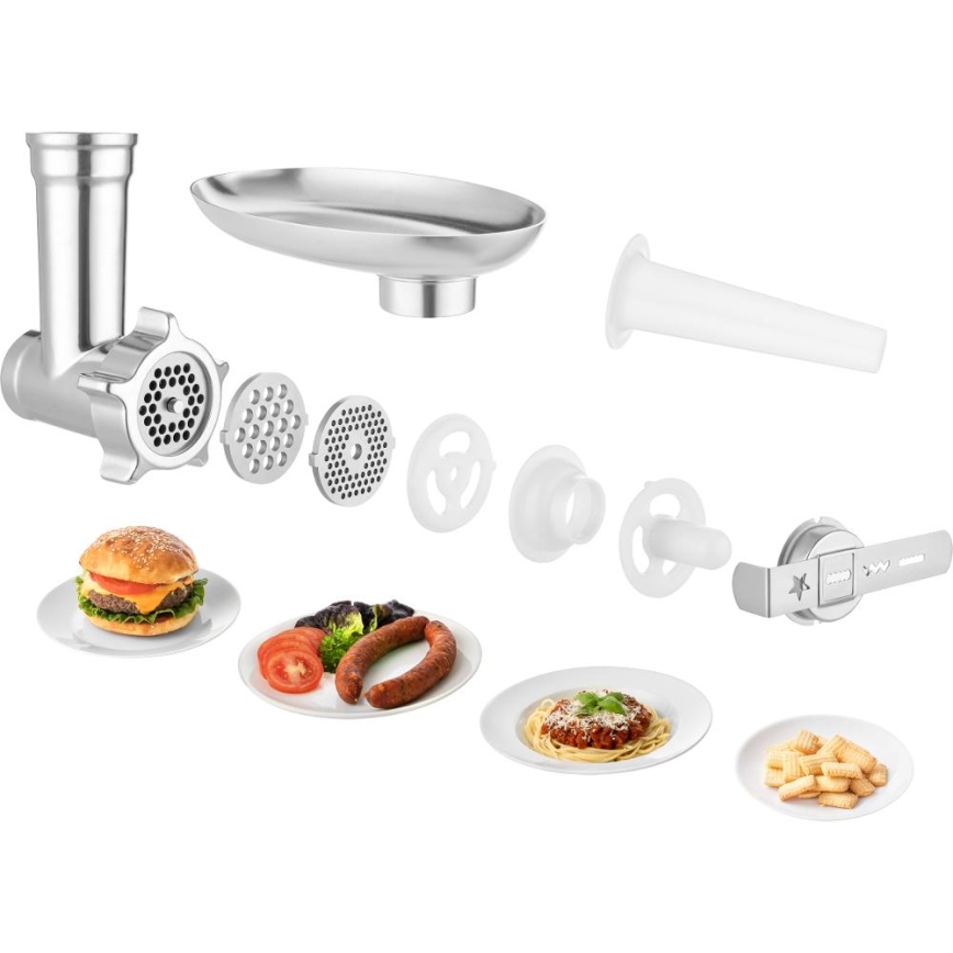 Sencor - Multifunktionell köksmaskin med rostfri skål 1500W/230V matt krom