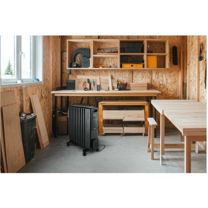 Sencor - Oljefylld radiator med 11 ribbor 1000/1200/2400W/230V Wi-Fi svart