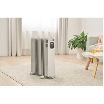 Sencor - Oljefylld radiator med 13 ribbor 1000/2500W/230V vit + fjärrkontroll