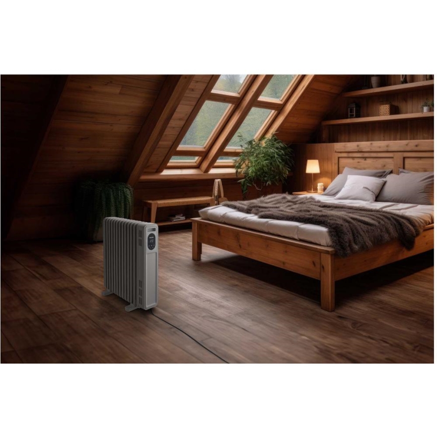 Sencor - Oljefylld radiator med 13 lameller 1000/2500W/230V vit + fjärrkontroll