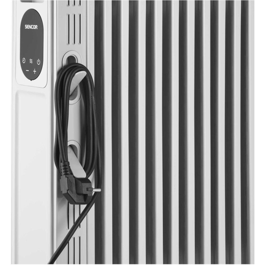 Sencor - Oljefylld radiator med 13 lameller 1000/2500W/230V vit + fjärrkontroll