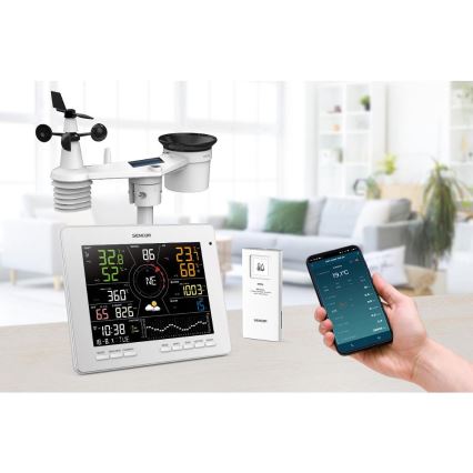 Sencor - Professionell väderstation med färg-LCD-display 5V 1xCR2032 + 3xAA + 2xAA Wi-Fi Tuya