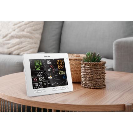 Sencor - Professionell väderstation med färg-LCD-display 5V 1xCR2032 + 3xAA + 2xAA Wi-Fi Tuya