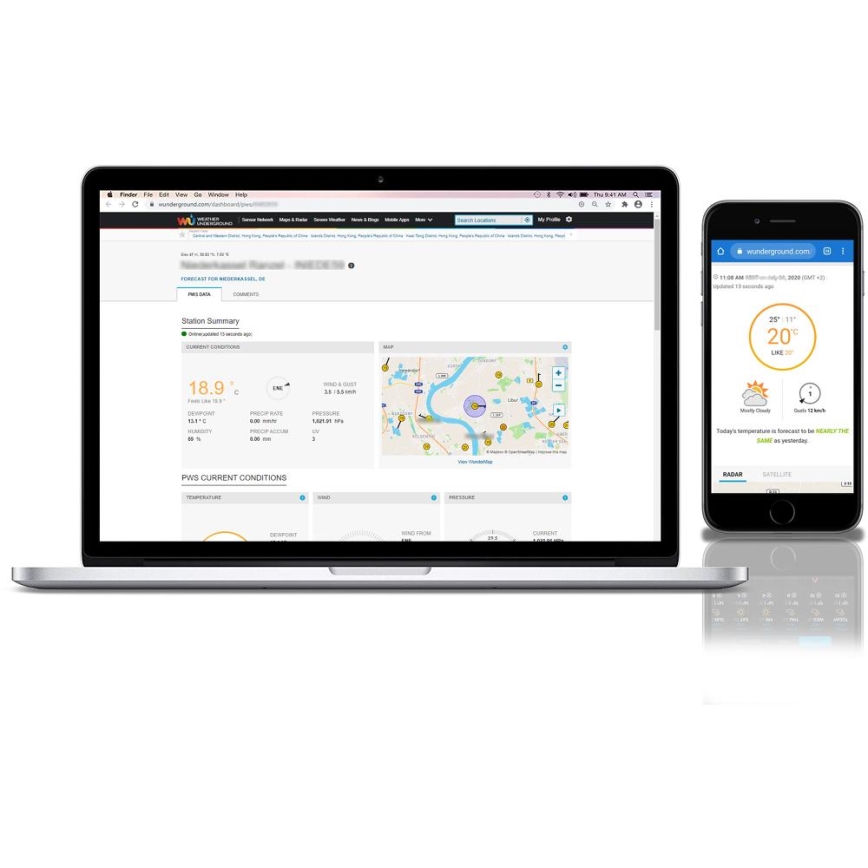 Sencor - Professionell väderstation med färg-LCD-display 5V 1xCR2032 + 3xAA + 2xAA Wi-Fi Tuya