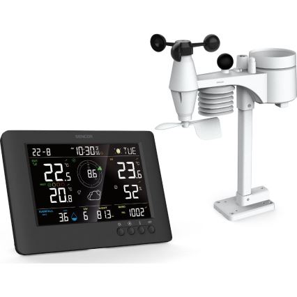 Sencor - Professionell väderstation med färg-LCD-display och väckarklocka 5V/1xCR2032 + 3xAA