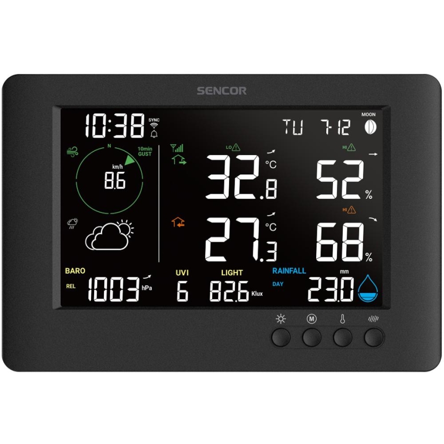 Sencor - Professionell väderstation med färg-LCD-display och väckarklocka 5V/1xCR2032 + 3xAA Wi-Fi