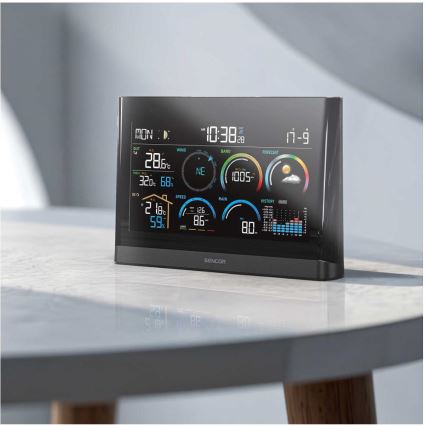 Sencor - Professionell väderstation med färg-LCD-display och väckarklocka 5V/3xAAA + 3xAA