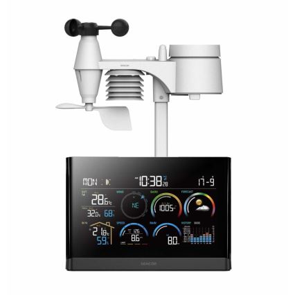 Sencor - Professionell väderstation med färg-LCD-display och väckarklocka 5V/3xAAA + 3xAA