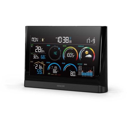 Sencor - Professionell väderstation med färg-LCD-display och väckarklocka 5V/3xAAA + 3xAA