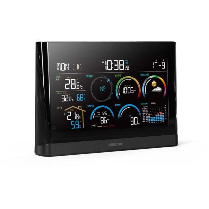 Sencor - Professionell väderstation med färg-LCD-display och väckarklocka 5V/3xAAA + 3xAA