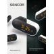 Sencor - Radio väckarklocka med LED display och projektor 5W/230V vit