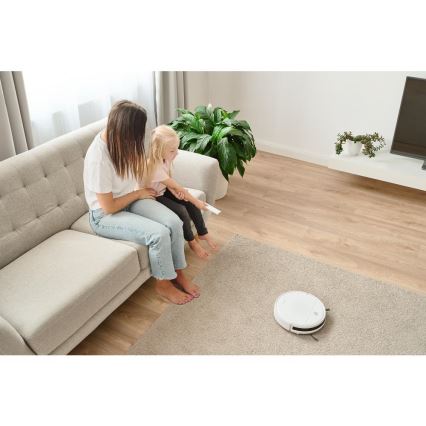 Sencor - Robotdammsugare med mop 2-i-1 18W/1500 mAh vit + fjärrkontroll