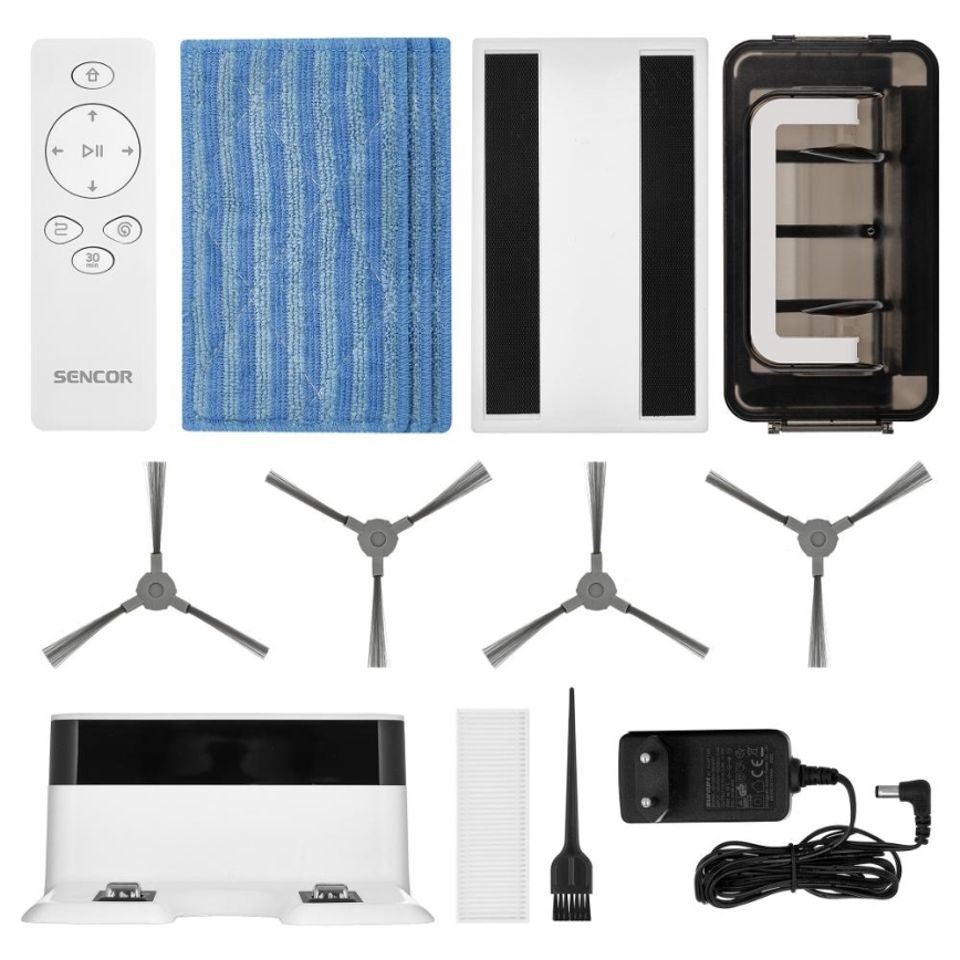 Sencor - Robotdammsugare med mop 2-i-1 18W/1500 mAh vit + fjärrkontroll