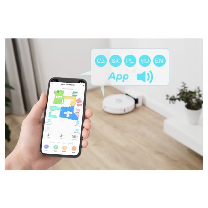 Sencor - Robotdammsugare med mopp 2-i-1 50 W/5000 mAh Wi‑Fi vit + fjärrkontroll