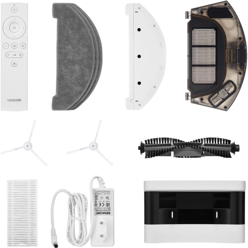 Sencor - Robotdammsugare med mopp 2-i-1 50 W/5000 mAh Wi‑Fi vit + fjärrkontroll