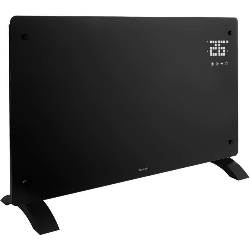 Sencor - Smart elektrisk direktvärmare/konvektor 2000 W/230 V IP24 Wi-Fi svart + fjärrkontroll
