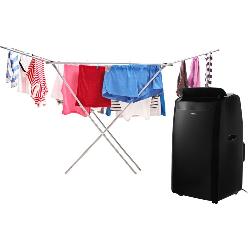 Sencor - Smart mobil luftkonditionering 4-i-1 med komplett tillbehör 900W/230V 9000 BTU Wi-Fi svart + fjärrkontroll