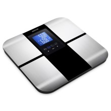 Sencor - Smart personlig fitnessvåg med LCD-skärm 2xCR2032 rostfritt stål/svart