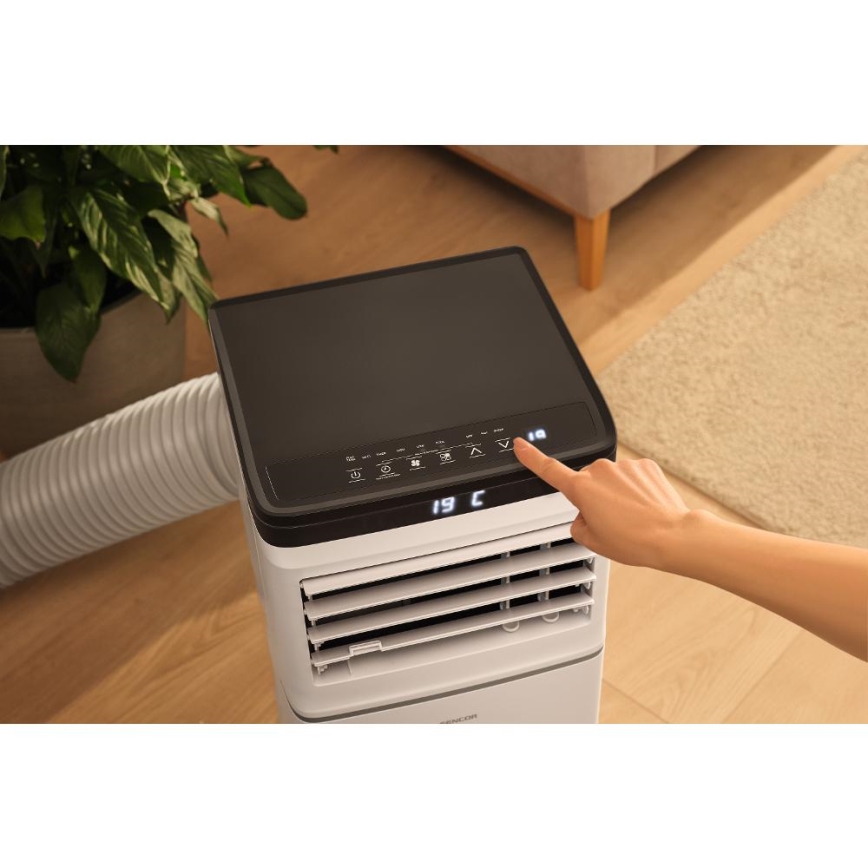 Sencor - Smart portabel luftkonditionering 3-i-1 inklusive komplett tillbehör 1020W/230V 10000 BTU Wi-Fi vit + fjärrkontroll