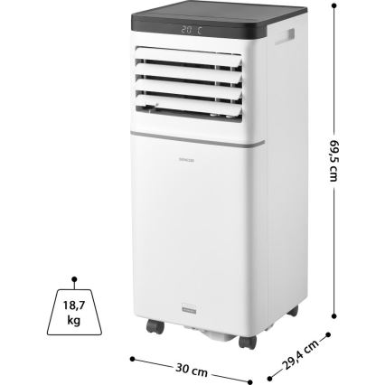 Sencor - Smart portabel luftkonditionering 3-i-1 inklusive komplett tillbehör 1020W/230V 10000 BTU Wi-Fi vit + fjärrkontroll