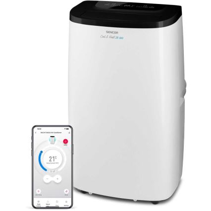 Sencor - Smart portabel luftkonditionering 4-i-1 inklusive komplett tillbehörspaket 1750W/230V 18000 BTU Wi-Fi vit + fjärrkontroll