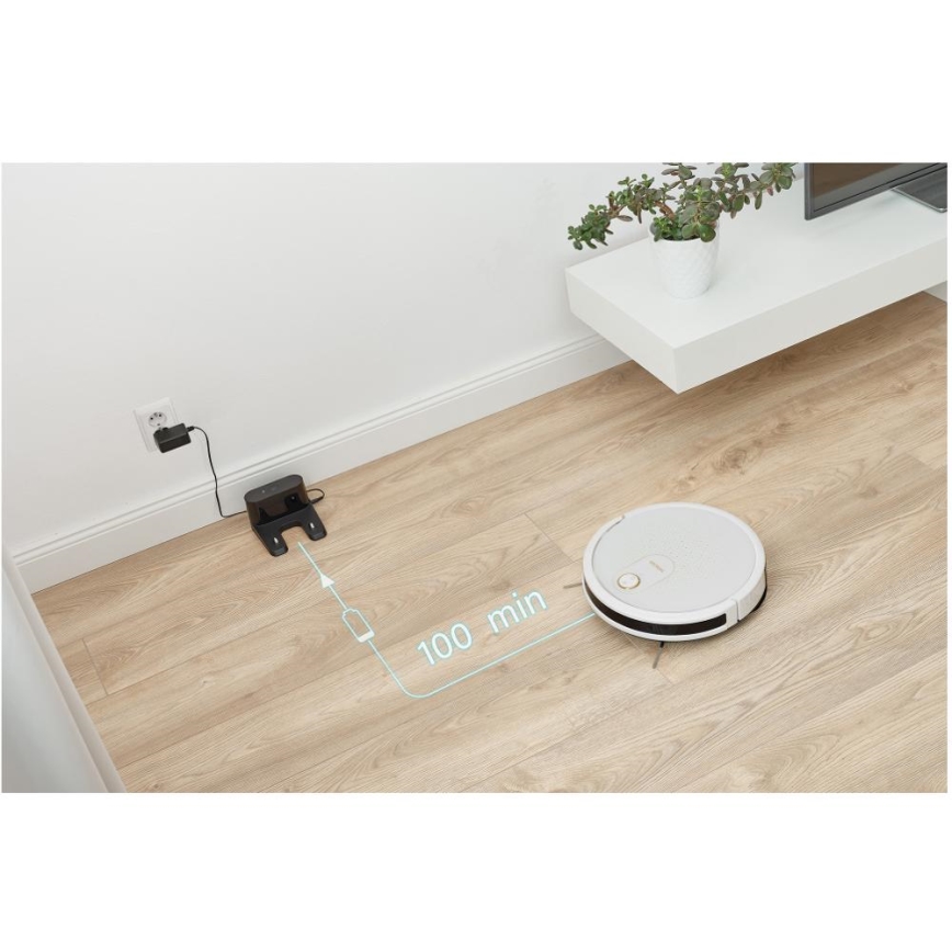 Sencor - Smart robotdammsugare med mop 2-i-1 28W/2600 mAh Wi-Fi vit + fjärrkontroll