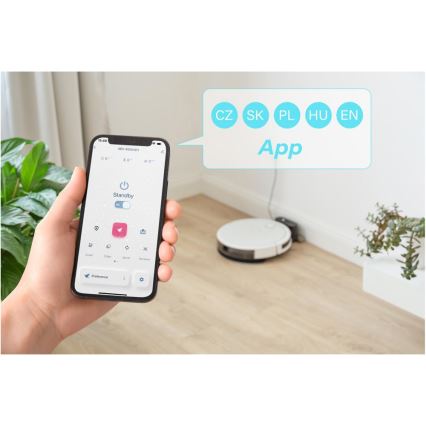 Sencor - Smart robotdammsugare med mop 2-i-1 28W/2600 mAh Wi-Fi vit + fjärrkontroll