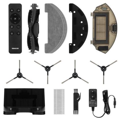 Sencor - Smart robotdammsugare med mop 2-i-1 28W/2600 mAh Wi-Fi vit + fjärrkontroll