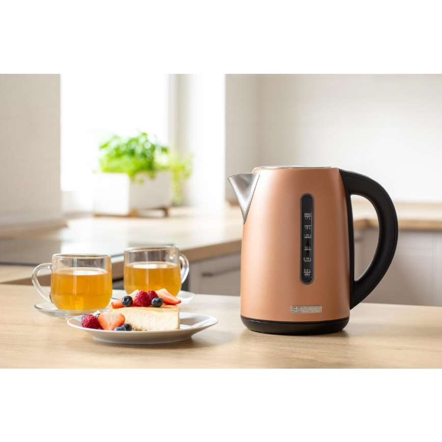 Sencor - Snabb vattenkokare med temperaturkontroll 1,7 l, 2150 W / 230 V, kopparfärgad