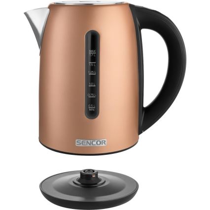 Sencor - Snabb vattenkokare med temperaturkontroll 1,7 l, 2150 W / 230 V, kopparfärgad