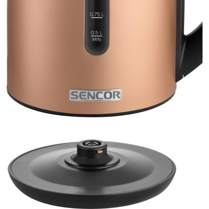 Sencor - Snabb vattenkokare med temperaturkontroll 1,7 l, 2150 W / 230 V, kopparfärgad