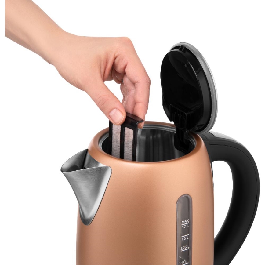 Sencor - Snabb vattenkokare med temperaturkontroll 1,7 l, 2150 W / 230 V, kopparfärgad