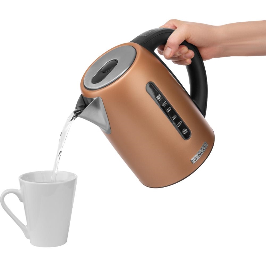 Sencor - Snabb vattenkokare med temperaturkontroll 1,7 l, 2150 W / 230 V, kopparfärgad