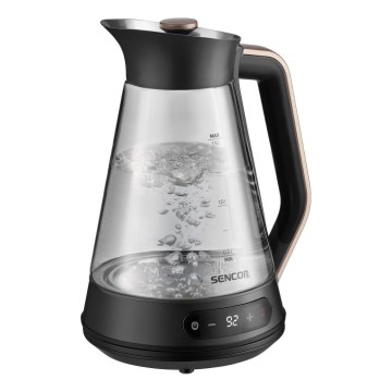 Sencor - Snabb vattenkokare med temperaturreglering 1,5 l 2150W/230V svart/roséguld