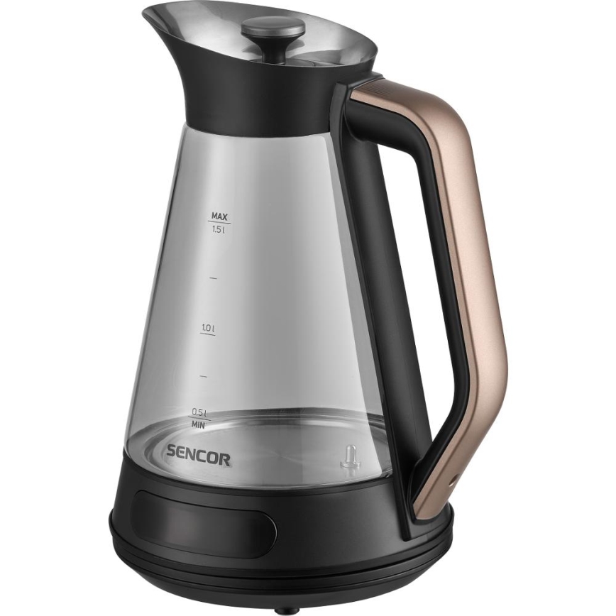 Sencor - Snabb vattenkokare med temperaturreglering 1,5 l 2150W/230V svart/roséguld