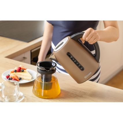 Sencor - Vattenkokare med termoreglering 1,7 l 2150W/230V brun