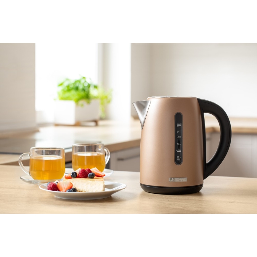 Sencor - Vattenkokare med termoreglering 1,7 l 2150W/230V brun