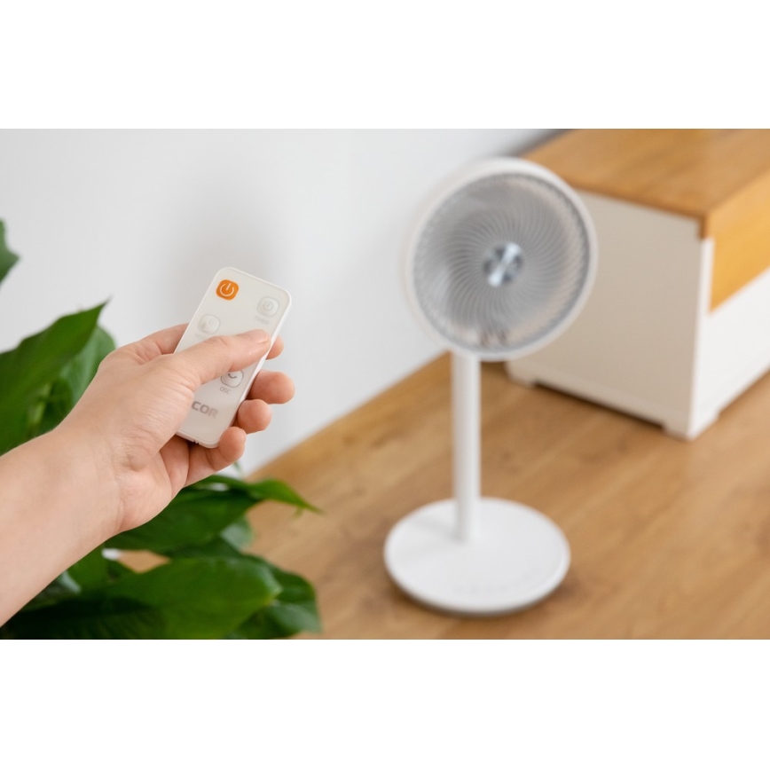 Sencor - Stående fläkt 3D UltraSilent 26W/230V vit + fjärrkontroll