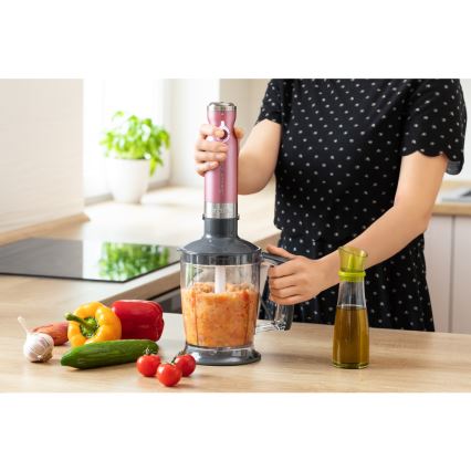 Sencor - Stick blender 4in1 1200W/230V rostfri/rosa