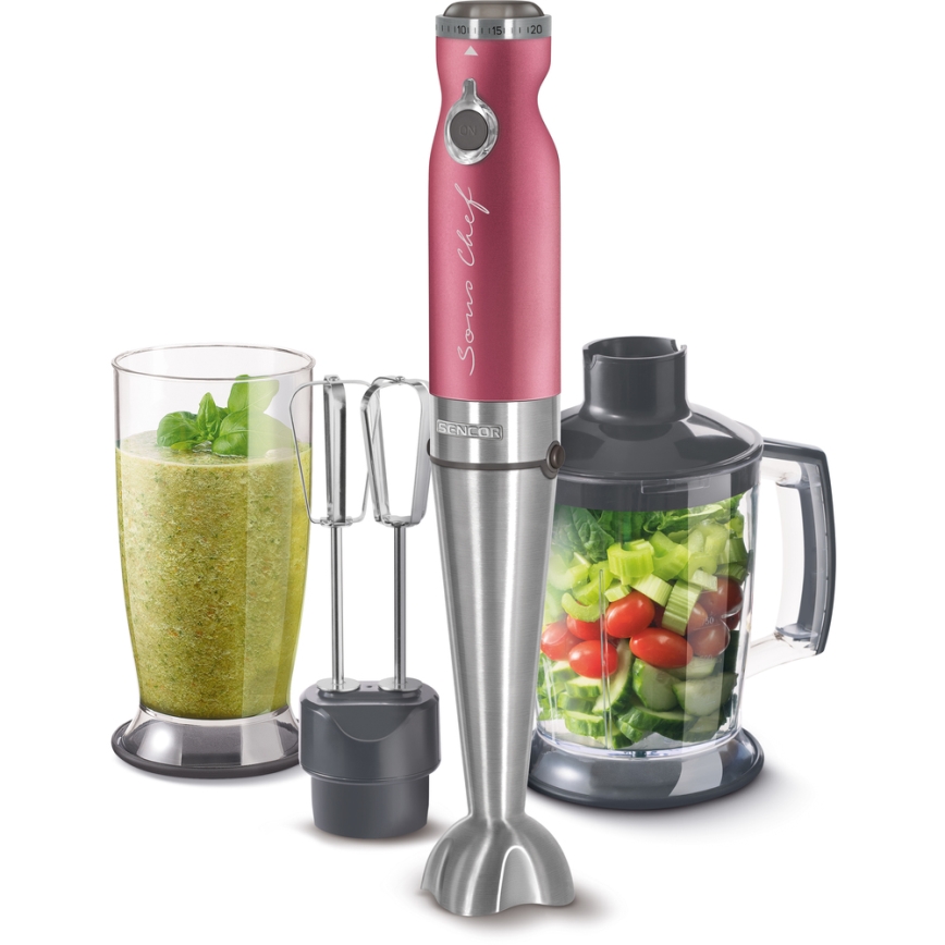Sencor - Stick blender 4in1 1200W/230V rostfri/rosa