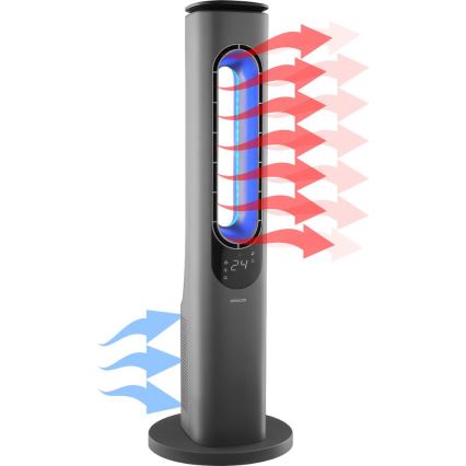 Sencor - Bladlös tornfläkt med keramiskt värmeelement 1200/2000W/230V antracit + fjärrkontroll