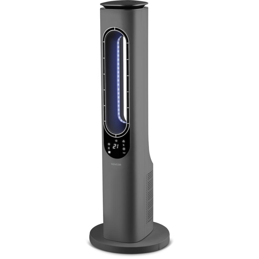 Sencor - Bladlös tornfläkt med keramiskt värmeelement 1200/2000W/230V antracit + fjärrkontroll