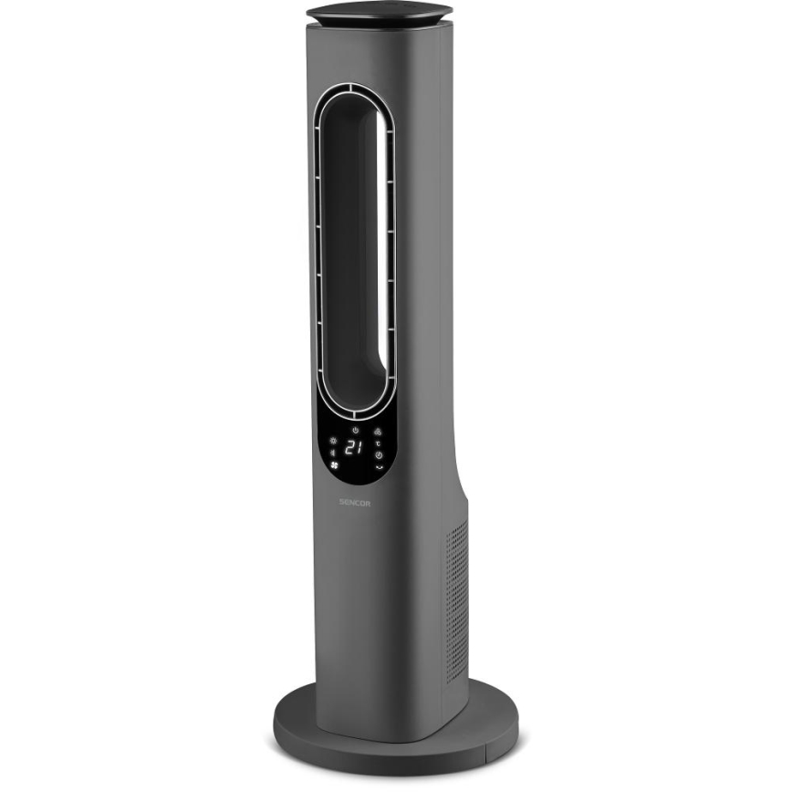 Sencor - Bladlös tornfläkt med keramiskt värmeelement 1200/2000W/230V antracit + fjärrkontroll