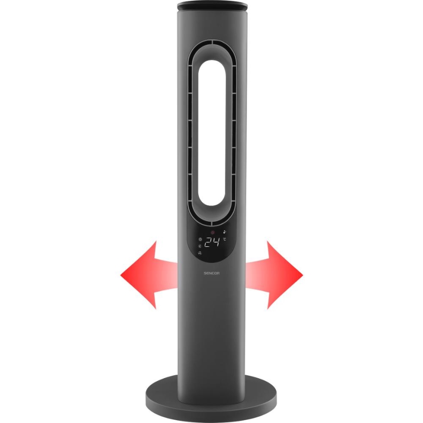 Sencor - Bladlös tornfläkt med keramiskt värmeelement 1200/2000W/230V antracit + fjärrkontroll