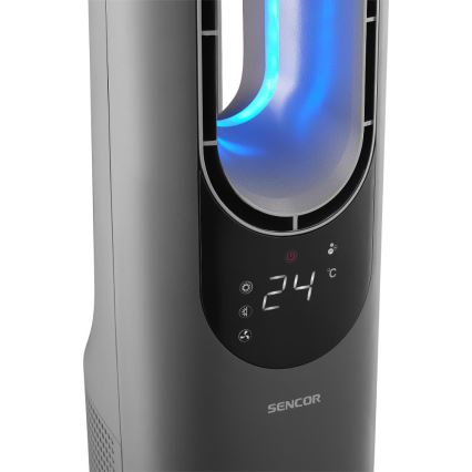 Sencor - Bladlös tornfläkt med keramiskt värmeelement 1200/2000W/230V antracit + fjärrkontroll
