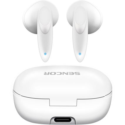 Sencor - Trådlösa hörlurar 230 mAh + 2x 25 mAh IPX4 vit