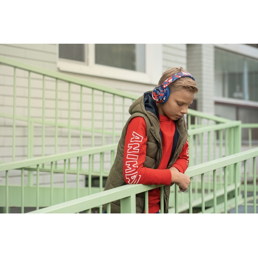 Sencor - Trådlösa hörlurar med en microphone 3,7V/400 mAh blå/röd