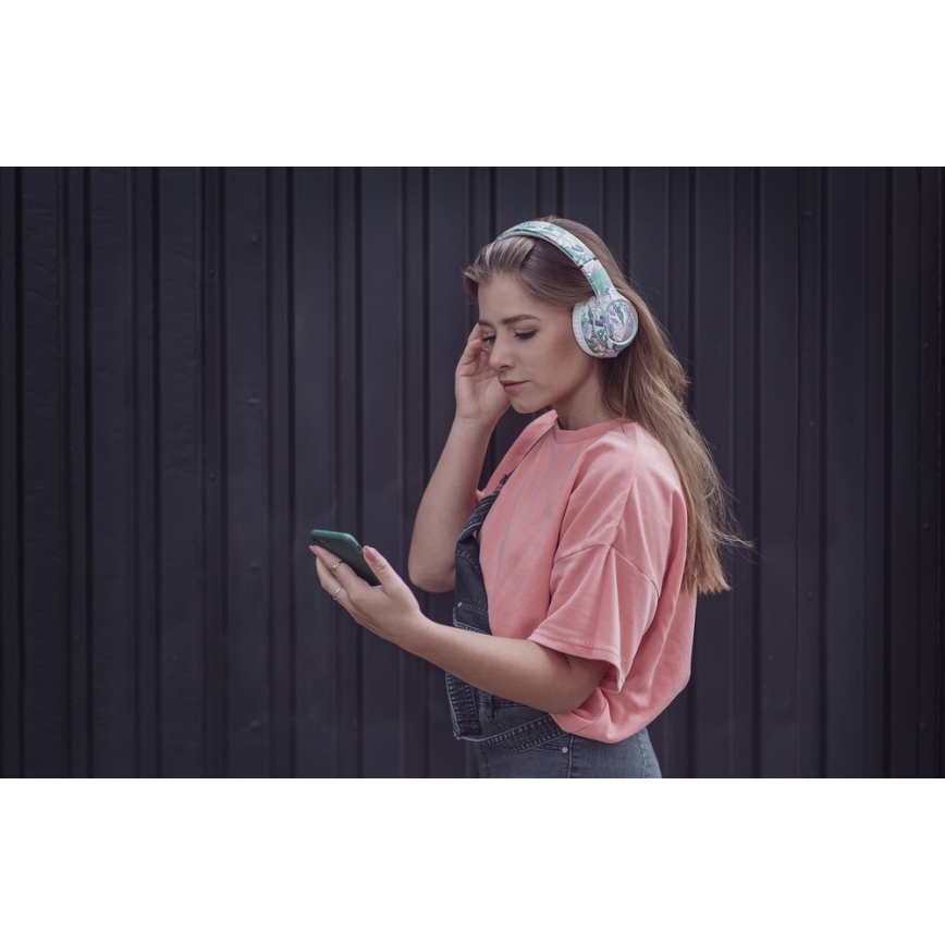 Sencor - Trådlösa hörlurar med en microphone 3,7V/400 mAh grön/vit