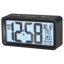 Sencor - Väckarklocka med LCD display med termometer 2xAAA svart